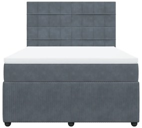 vidaXL Κρεβάτι Boxspring με Στρώμα Σκούρο Γκρι 140x190 εκ. Βελούδινο