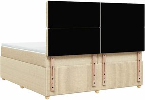 vidaXL Κρεβάτι Boxspring με Στρώμα Κρεμ 200x200 εκ. Υφασμάτινο