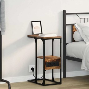 vidaXL Κομοδίνο Καπνιστή δρυς 41.5 x 26 x 60.5 εκ Επεξεργασμένο ξύλο