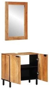 vidaXL Σετ Επίπλων Μπάνιου με ράφι 2 pcs Καφέ Μασίφ ξύλο ακακίας