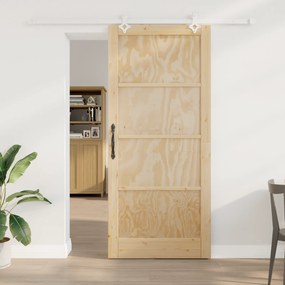 vidaXL Συρόμενη Πόρτα με σετ υλικών 93x211 cm από μασίφ ξύλο πεύκου