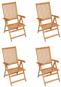 vidaXL Καρέκλες Κήπου 4 τεμ. από Μασίφ Ξύλο Teak με Γκρι Μαξιλάρια