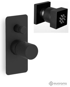 Eurorama Eletta Tecno Black Matt Μίκτης Εντοιχισμού 2 εξόδων με Εκτροπέα+Jet Τετράγωνο επίτοιχο