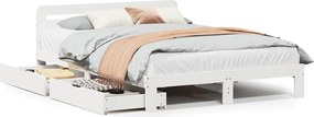 vidaXL Σκελετός Κρεβ. Χωρίς Στρώμα Λευκό 150x200 εκ Μασίφ Πεύκο