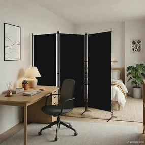 VidaXL Διαχωριστικό Δωματίου με 3 Πάνελ Μαύρο 260 x 180 εκ.