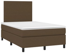 vidaXL Κρεβάτι Boxspring με Στρώμα &amp; LED Σκ.Καφέ 120x200 εκ Υφασμάτινο
