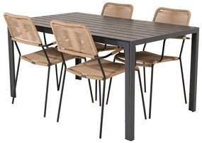 Σετ Τραπέζι και καρέκλες Dallas 3727, Polyξύλο, Μέταλλο, Σχοινί | Epipla1.gr