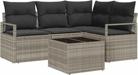 vidaXL Σετ Καναπέ 5 pcs Ανοιχτό γκρι συνθετικό ρατάν
