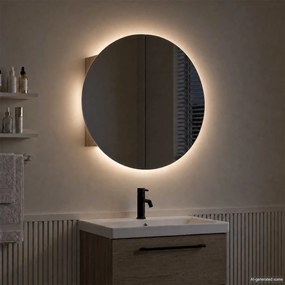 VidaXL Ντουλάπι Μπάνιου με Στρογγυλό Καθρέφτη&LED Δρυς 54x54x17,5 εκ.