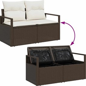 vidaXL Σετ Καναπέ Κήπου με μαξιλάρι 9 pcs Καφέ Πολυ ράταν