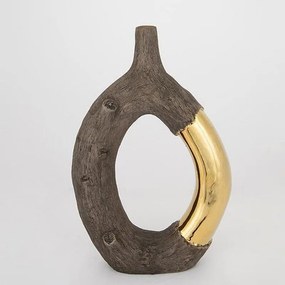 Βάζο Κεραμικό 752-20122 26.5x9.5x39.5cm Brown-Gold Estheti Home Κεραμικό