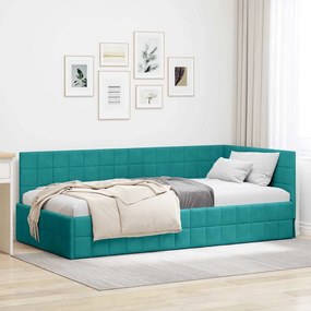 vidaXL Κρεβάτι Γωνίας με κεφαλάρι Τιρκουάζ 90 x 200 cm Βελούδο
