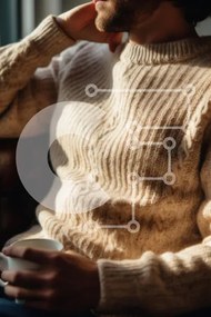 Intra Συλλεκτικό Ξύλινο Παζλ Plywood  4mm - Ζεστή στιγμή με ζεστό πουλόβερ και καφέ Σε Ξύλινο Κουτί - Διαστάσεις Puzzle: 10x10 cm – 25 κομμάτια