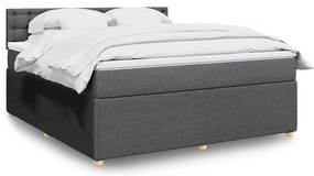 vidaXL Κρεβάτι Boxspring με Στρώμα Σκούρο Γκρι 180x200 εκ Υφασμάτιν