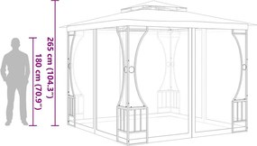 vidaXL Κιόσκι με Δίχτυα Ανθρακί 300 x 300 x 265 εκ.