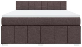 vidaXL Κρεβάτι Boxspring με Στρώμα Σκούρο Καφέ 180x200 εκ Υφασμάτινο