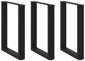 vidaXL Πόδια Τραπεζαρίας σε Σχήμα U 3 τεμ. Μαύρο 70x(72-73) εκ. Ατσάλι