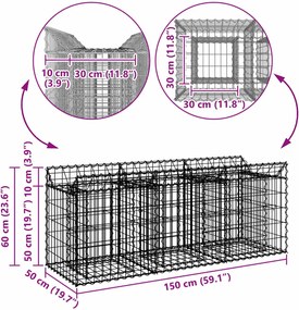 vidaXL Ανασηκωμένο κρεβάτι gabion Ασημί