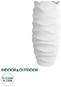 20729 GloboStar® Artificial Garden PORTOFINO 20729 Επιδαπέδιο Πολυεστερικό Τσιμεντένιο Κασπώ Γλάστρα - Flower Pot Λευκό Φ50 x Υ110cm