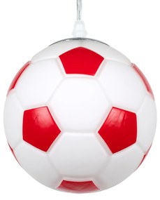 GloboStar® FOOTBALL 00642 Μοντέρνο Κρεμαστό Παιδικό Φωτιστικό Οροφής Μονόφωτο 1 x E27 Κόκκινο Λευκό Γυάλινο Φ15 x Υ18cm