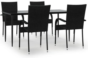 vidaXL Σετ Τραπεζαρίας Κήπου 5 Τεμαχίων Μαύρο από Συνθετικό Ρατάν