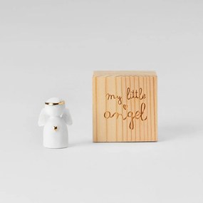 Διακοσμητικό Lucky Box My Little Angle RD0051474 3,7x3x3,7cm White-Gold Raeder Πορσελάνη