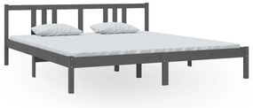 vidaXL Πλαίσιο Κρεβατιού Γκρι 180 x 200 εκ Ξύλο Πεύκου Super King