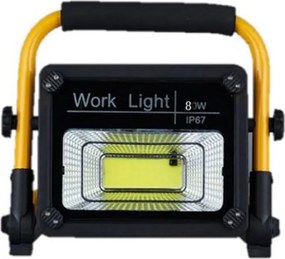 Ηλιακός Προβολέας Heavy Duty Αδιάβροχος 2.200lm LED με Μεταλλική Βάση - Επαναφορτιζόμενο Φωτιστικό Εδάφους Εργασίας 80W - Slim COB Working Light