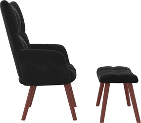 vidaXL Πολυθρόνα Relax Μαύρη Βελούδινη με Σκαμπό