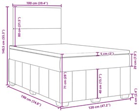 Κρεβάτι Boxspring με Στρώμα Μπλε 120x190 εκ. Υφασμάτινο - Μπλε