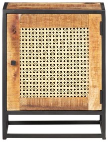 vidaXL Κομοδίνο 40x30x50εκ Ακατέργαστο Ξύλο Μάνγκο/Φυσικό Ζαχαροκάλαμο