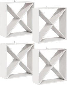 vidaXL Ράφι Κρασιού 4 pcs Λευκό 62 x 25 x 62 cm Στερεά ξυλεία πεύκου