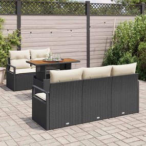 vidaXL Σετ Καναπέ Κήπου με μαξιλάρι 6 pcs Μαύρο και κρεμ