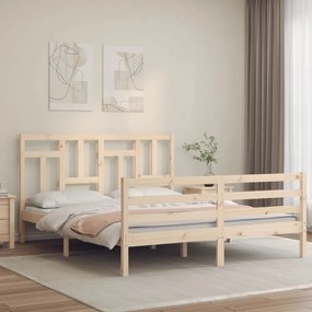 vidaXL Πλαίσιο Κρεβατιού με Κεφαλάρι 160x200 εκ. από Μασίφ Ξύλο