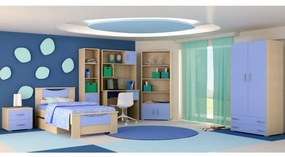 Intrahome Παιδικό δωμάτιο "ΧΑΜΟΓΕΛΟ" σετ 9 τμχ σε χρώμα δρυς-μπλε Intrahomesa-00652419