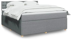 vidaXL Κρεβάτι Boxspring με Στρώμα Ανοιχτό Γκρι 180x200 εκ. Υφασμάτινο