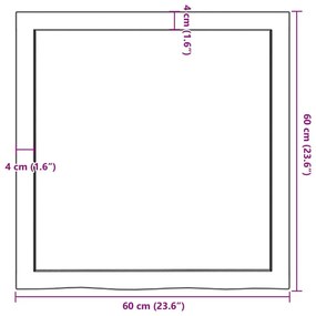 Πάγκος Μπάνιου Αν. Καφέ 60x60x(2-4) εκ. Επεξεργ. Μασίφ Ξύλο - Καφέ