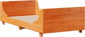 vidaXL Κρεβάτι Βιβλιοθήκη Χωρίς Στρώμα Καφέ 75x190 εκ Μασίφ Πεύκο