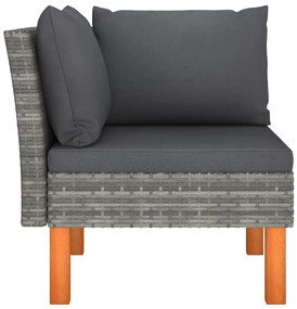 vidaXL Καναπέδες Γωνιακοί 2 τεμ. Συνθετικό Ρατάν/Μασίφ Ξύλο Ευκαλύπτου