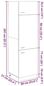 Ντουλάπι Ψυγείου Sonoma Δρυς 60x57x207 εκ. Επεξεργασμένο Ξύλο - Καφέ