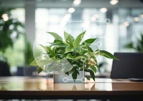 Intra Συλλεκτικό Ξύλινο Παζλ Plywood 4mm - Μικρό φυτό σε γλάστρα σε τραπέζι γραφείου Σε Ξύλινο Κουτί - Διαστάσεις: 10x10 cm – 25 κομμάτια