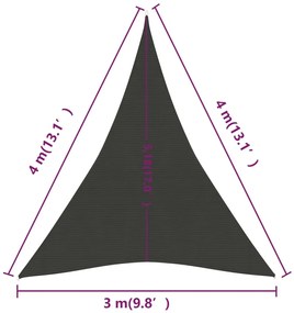 Πανί Σκίασης Ανθρακί 3 x 4 x 4 μ. από HDPE 160 γρ./μ² - Ανθρακί