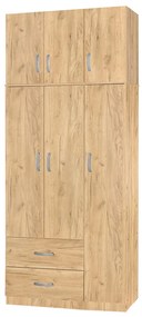 Ντουλάπα τρίφυλλη και πατάρι Zelia φυσικό 90x42x240εκ.
