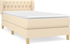 vidaXL Κρεβάτι Boxspring με Στρώμα Κρεμ 90x190 εκ.Υφασμάτινο