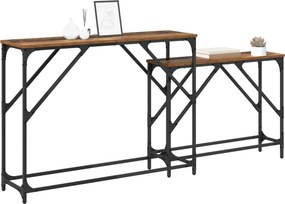 vidaXL Τραπέζι κονσόλας 2 τμχ. Παλιό Ξύλο 100 x 28 x 75 εκ.