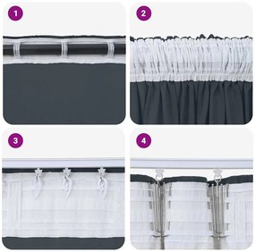 vidaXL Κουρτίνα με κουρτίνες 2 pcs Ασημί γκρι 225 x 140 εκ. Βελούδο