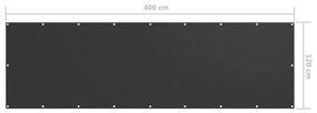 vidaXL Διαχωριστικό Βεράντας Ανθρακί 120 x 400 εκ. Ύφασμα Oxford