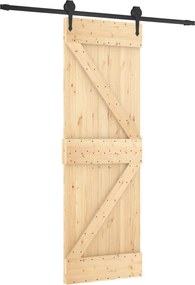 vidaXL Συρόμενη Πόρτα Φυσικό και Μαύρο 70 x 210 cm