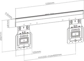 BRATECK επιτοίχια βάση τηλεόρασης LED-1944, 32-65", έως 75kg, ultra slim, fixed