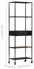 vidaXL Βιβλιοθήκη 60x35x180 εκ. από Ακατέργαστο Ξύλο Μάνγκο &amp; Σίδηρο